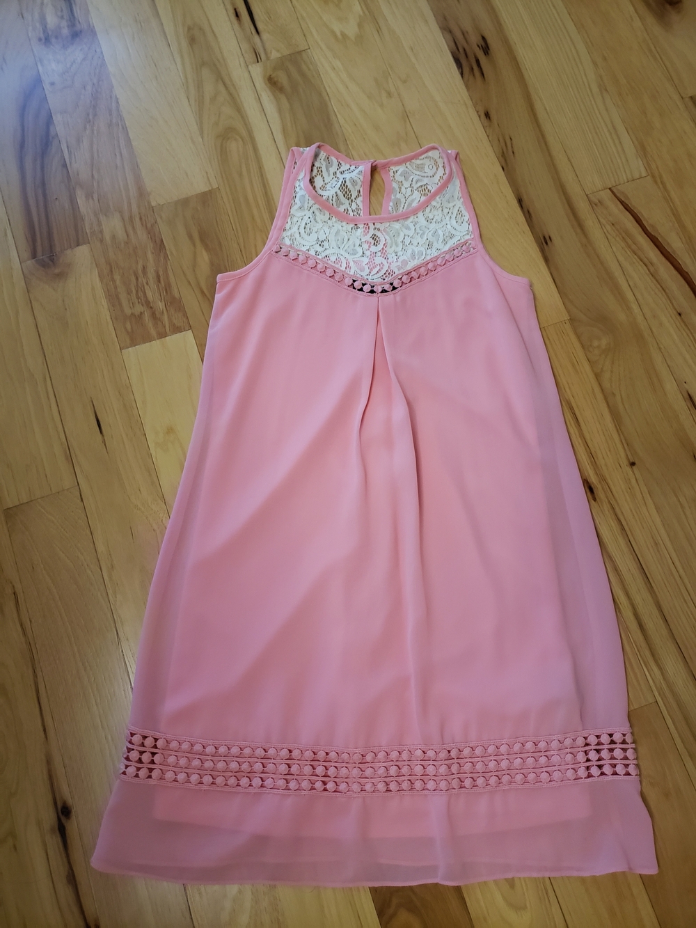 BCX Pink and Ivory Lace Trim Tank Dress